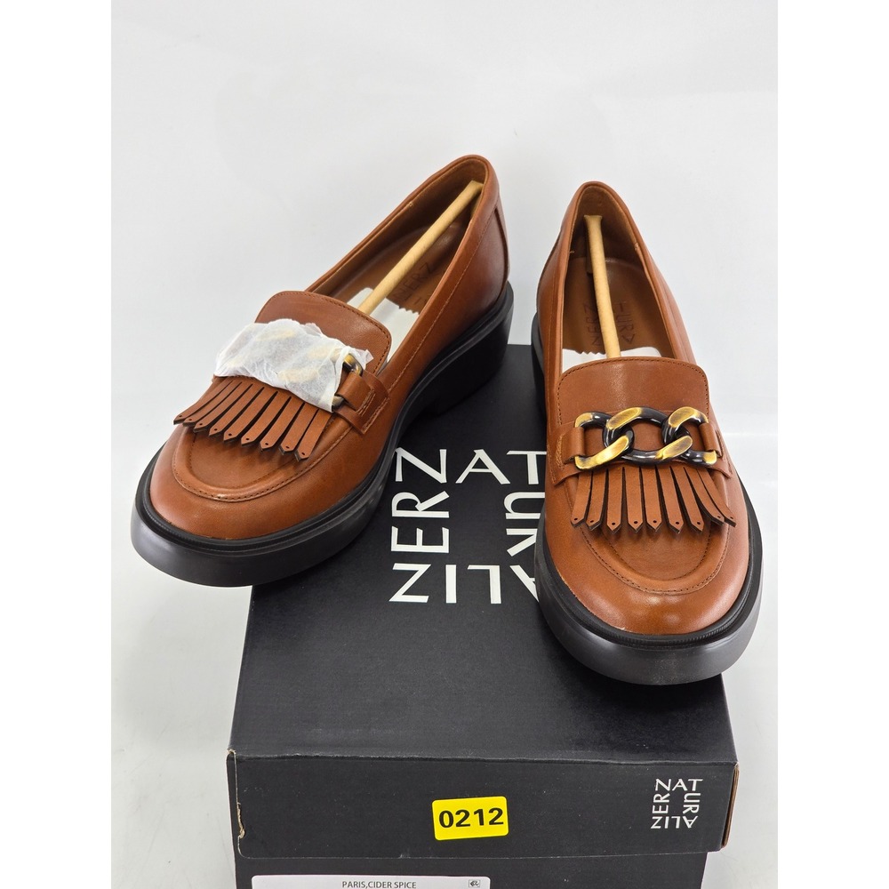 Naturalizer Paris Loafers Women 8 Cider Spice Leather Kiltie Fringe - Excellent